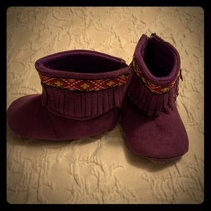 Purple fringe moccasins